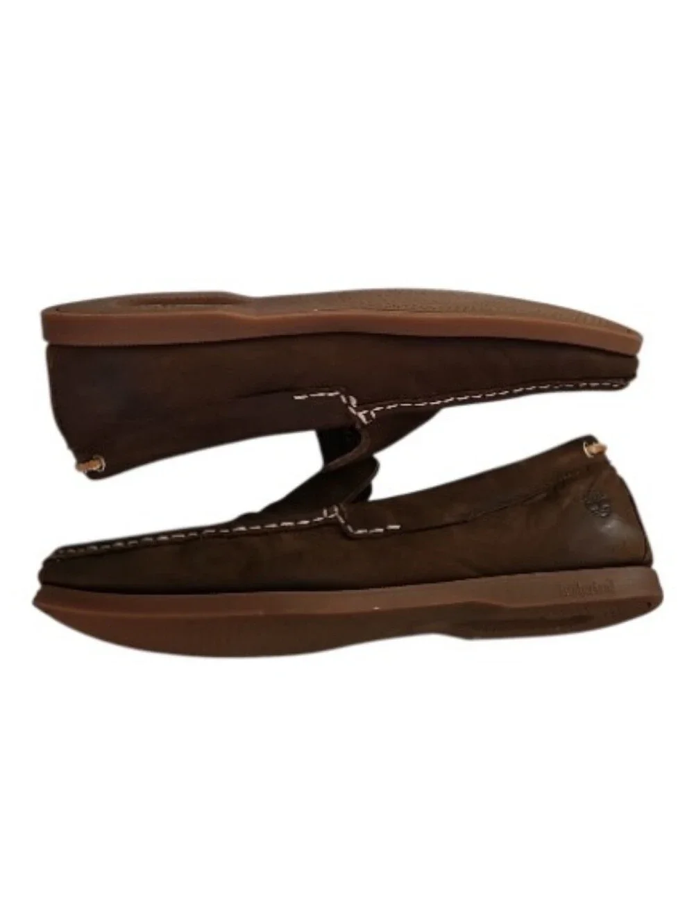 Timberland Leather Slip On Loafers Men 10.5 Brown Driving Moc Casual Shoes